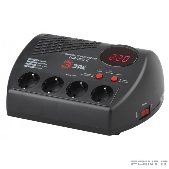 ЭРА Б0031072 СНК-1000-Ц Стабилизатор напр. компакт, ц.д., 160-260В/220В, 1000ВА