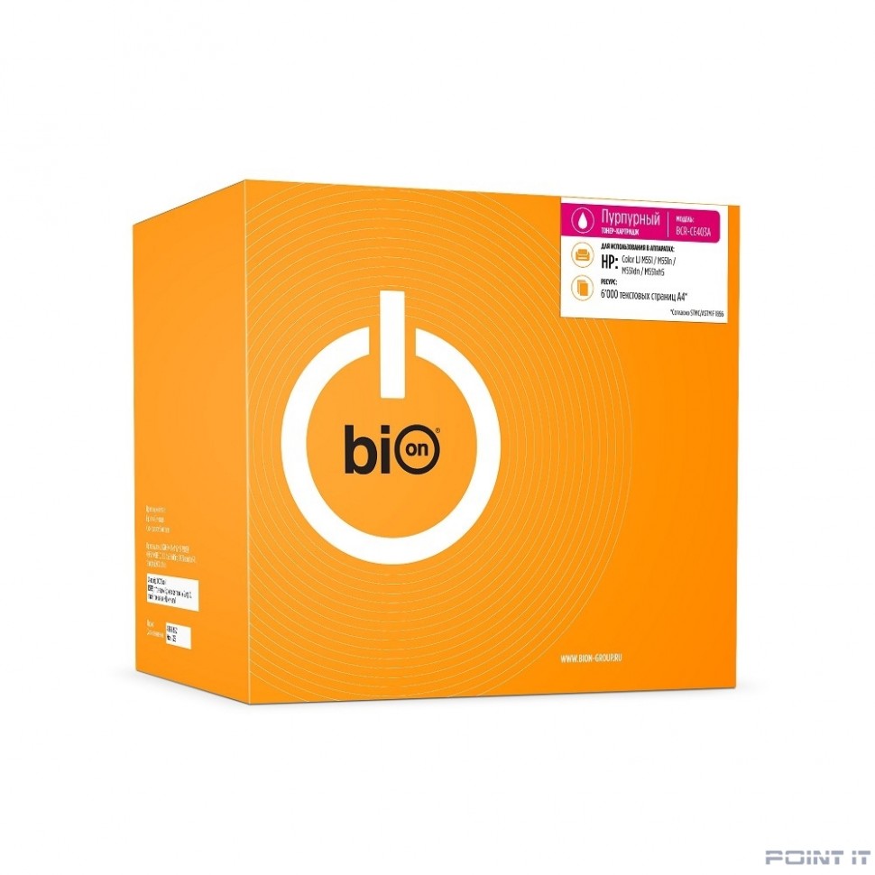 Bion CE403A Картридж для HP LaserJet Enterprise M551/M575, HP LaserJet M570, HP LaserJet Pro M570 (6000 стр.), Пурпурный, белая коробка