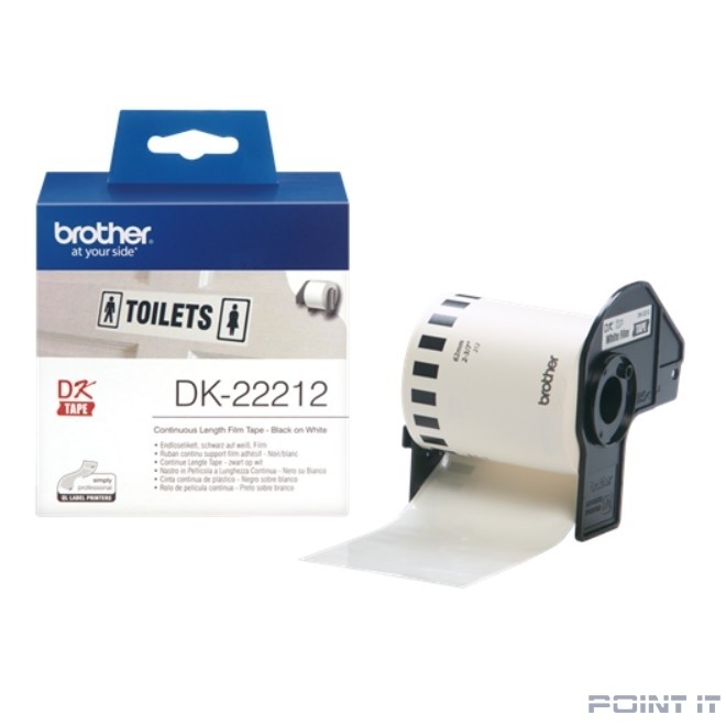 Brother DK22212 Плёночная клеящаяся лента (белая, ширина 62 мм), длина рулона 15,2 м