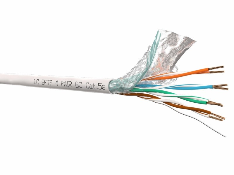 Кабель LC SFTP4 cat.5е, одножильный, экранированный + оплетка, 305м, Cu