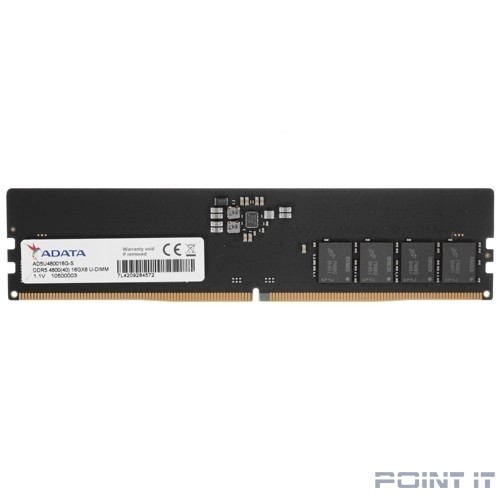 Память DDR5 16Gb 4800MHz A-Data AD5U480016G-S RTL PC4-25600 CL40 DIMM 288-pin 1.1В single rank