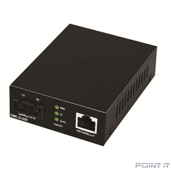 D-Link DMC-G10SC/A1A Медиаконвертер с 1 портом 100/1000Base-T и 1 портом 1000Base-LX с разъемом SC для одномодового оптического кабеля (до 10 км)
