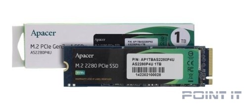 M.2 2280 1TB Apacer AS2280P4U Client SSD AP1TBAS2280P4U-1 PCIe Gen3x4 with NVMe, 3500/3000, IOPS 670/670K, MTBF 1.8M, 3D NAND, DRAM-lessMB, 760TBW, 0,42DWPD, RTL (919298)