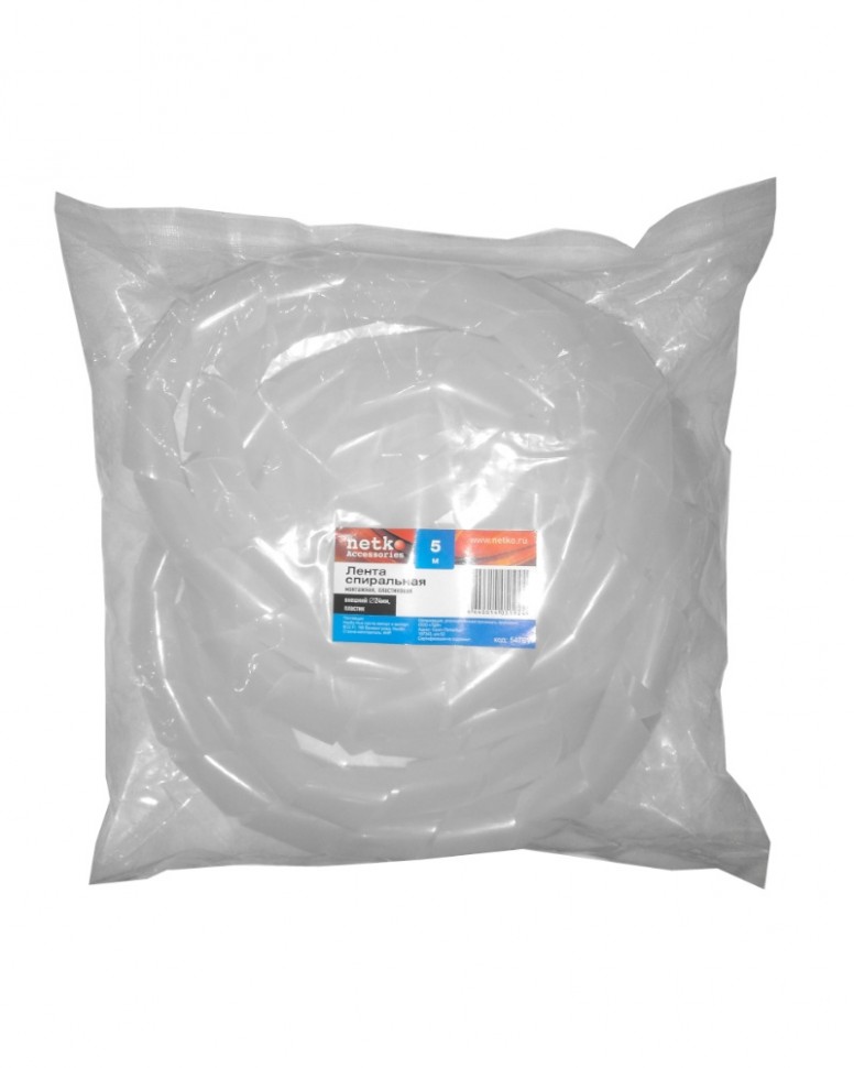 Лента спиральная монтажная пластиковая d24мм (бандаж для кабеля), 5м, NETKO Optima