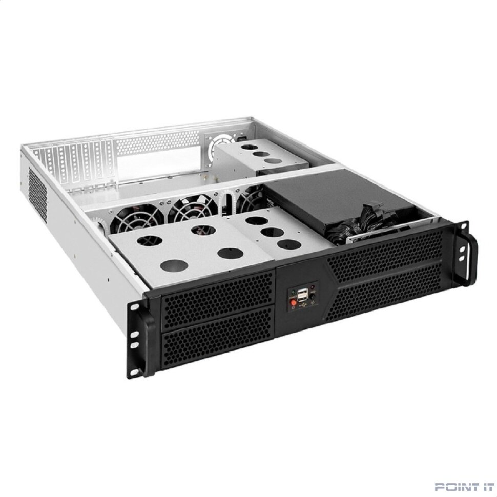 Exegate EX298443RUS Серверный корпус ExeGate Pro 2U550-04 <RM 19", высота 2U, глубина 550, БП 500ADS, 2*USB>