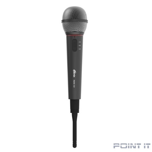 RITMIX RWM-101 black { 85 дБ, максимальная девиация: ± 30 КГц, переключатель вкл./выкл., 3 pin XLR - Jack 6.3 mm, 3 м, питание микрофона: 1,5 В (постоянный ток DC, батарейки АА)}