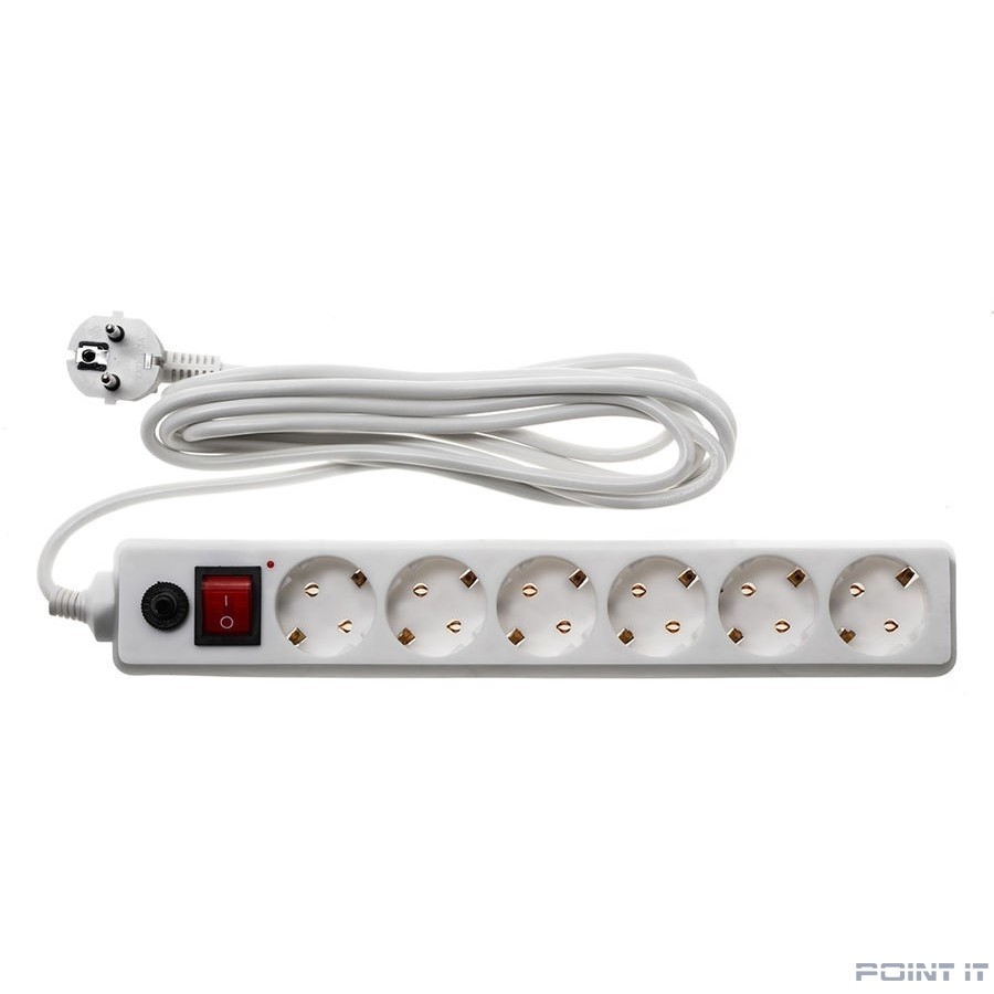 BURO Сетевой фильтр, 6 розеток, 3 метра, (600SH-16-3-W), белый (коробка) {475257}