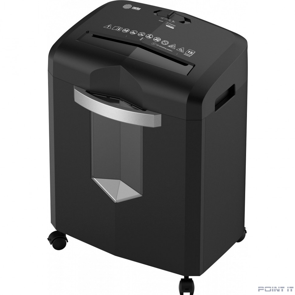 Cactus Шредер CS-SH-15-20-4X35 черный/серый (секр.P-4) перекрестный 15лист. 20лтр. скрепки скобы пл.карты CD