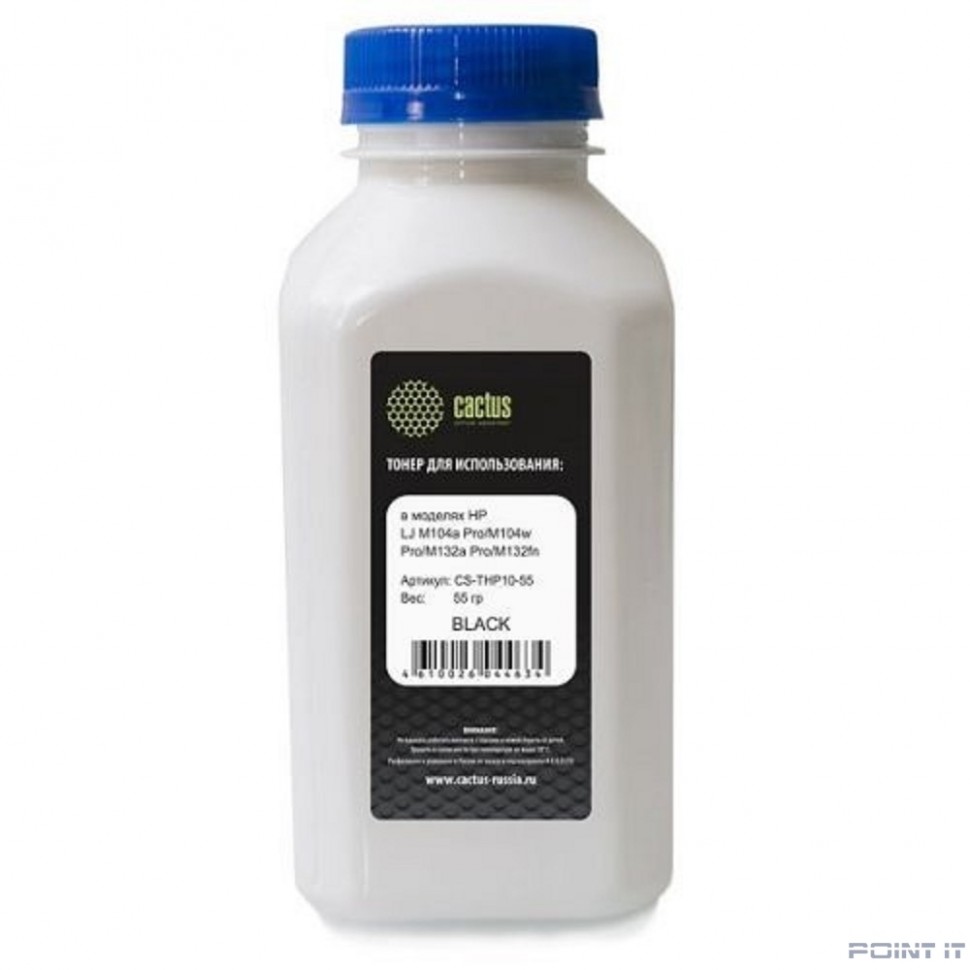 Тонер Cactus CS-THP10-55 черный флакон 55гр. для принтера HP LJ M104a Pro/M104w Pro/M132a Pro/M132fn Pro /M132fw Pro/ M132nw Pro