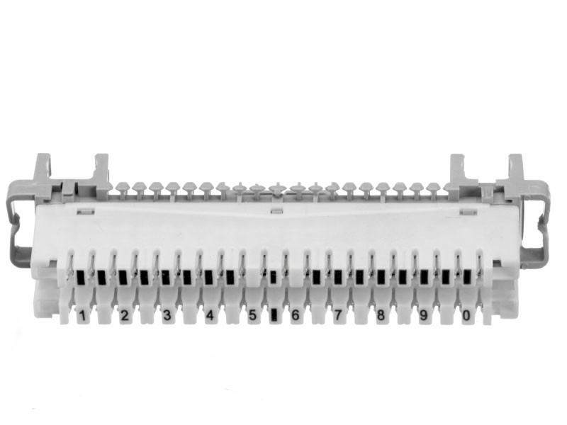 Плинт LSA Profil размыкаемый, ABS, 10 пар, медные контакты, универсальный, нумерация (1-0), бело-серый NETKO Optima SB
