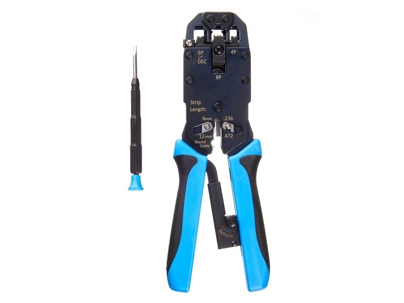 HT-2008AR Профессиональный инструмент для обжима (кримпер) 4р-6р-8р, фиксатор+ отвертка , Hanlong для Netko