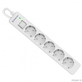 Defender Удлинитель с сетевым фильтром DFS 133 3 м, белый, 5 розеток  [99431]