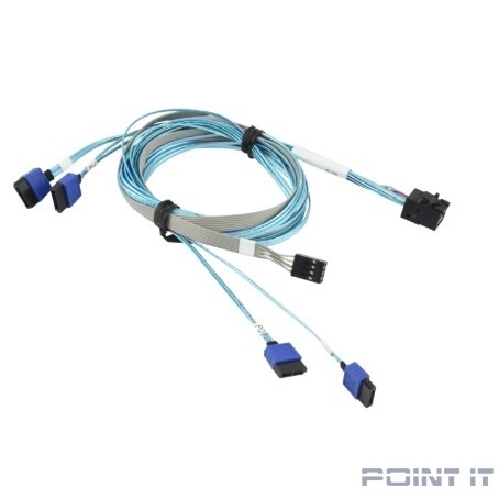 Supermicro CBL-SAST-0699 Кабель Mini-SAS HD to 4 SATA, 90/90/75/75cm w/75cm SB, 30AWG, 12Gb/s