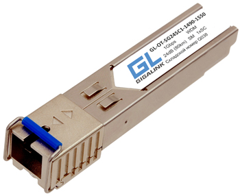Модуль GIGALINK SFP, WDM, 1Гбит/c, одно волокно SM, SC, Tx:1490/Rx:1550 нм, 24 дБ (до 80 км) (GL-3080T)