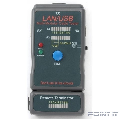 Gembird NCT-2 Тестер LAN Cablexpert , 100/1000 Base-TX, для UTP, STP, RJ-11, USB-кабеля
