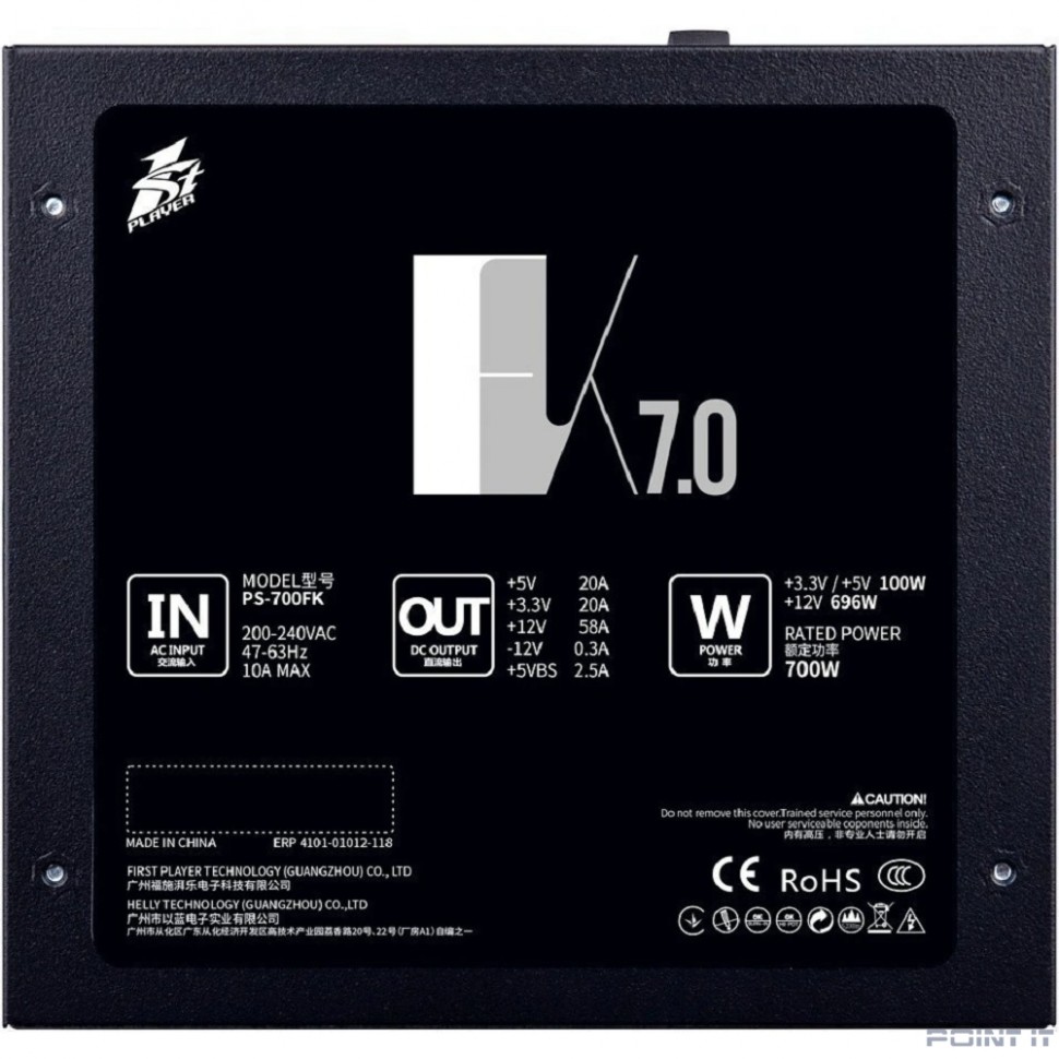 1STPLAYER FK 750W / ATX 2.4, APFC, 120mm fan / PS-750FK