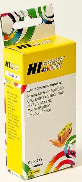 Картридж Hi-Black (HB-CLI-521Y) для Canon PIXMA iP3600/iP4600/MP540, Y