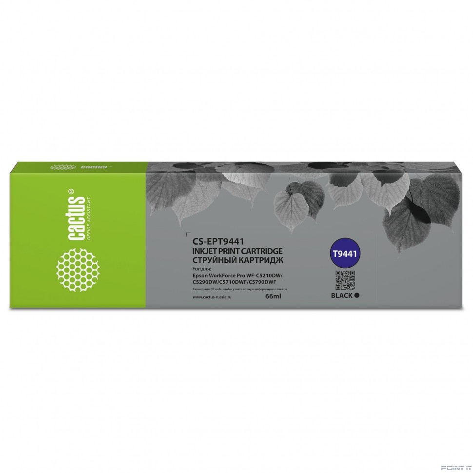 Картридж струйный Cactus CS-EPT9441 T9441 черный (66мл) для Epson WorkForce WF-C5290DW/WF-C5790DW