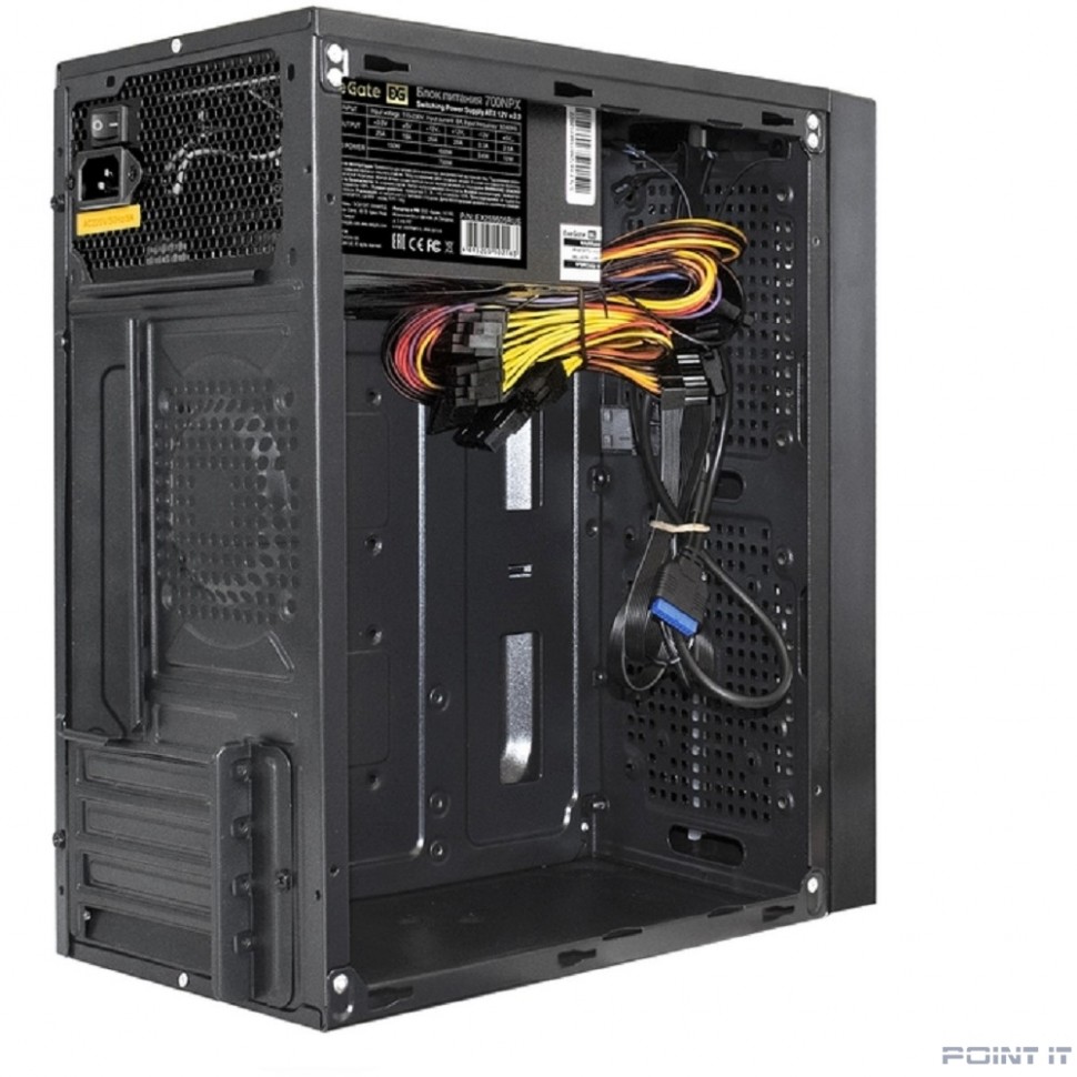 Exegate EX287886RUS Корпус Minitower ExeGate mEVO-9302-RGB-700W-12 (mATX,700NPX 12см,2USB+USB3.0, HD аудио,черн/RGB)
