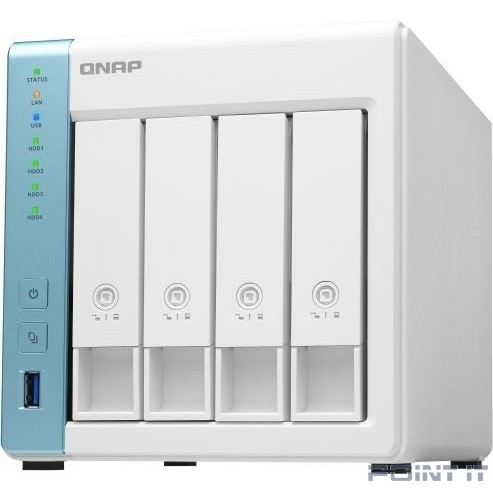 QNAP D4 (Rev. B) NAS, 4 Hot-Swap tray w/o HDD. Quad core CPU AL-214 1.7GHz, 2 GB DDR3, 2xGbE, 2xUSB 3.2 USB 3.2 Gen 1