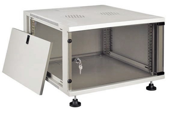 Шкаф настенный 6U серия NGQ (540х600х310), передняя дверь стекло, собранный, серый S Netko