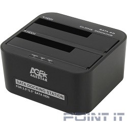 AgeStar 3UBT6(6G)(BLACK) USB 3.0 Докстанция 2x2.5"/3.5" SATA HDD/SSD AgeStar 3UBT6-6G, пластик, черный, UASP, Clone