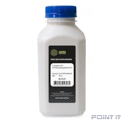 Тонер Cactus CS-THPCHUBK-55 черный флакон 55гр. для принтера HP Color Universal