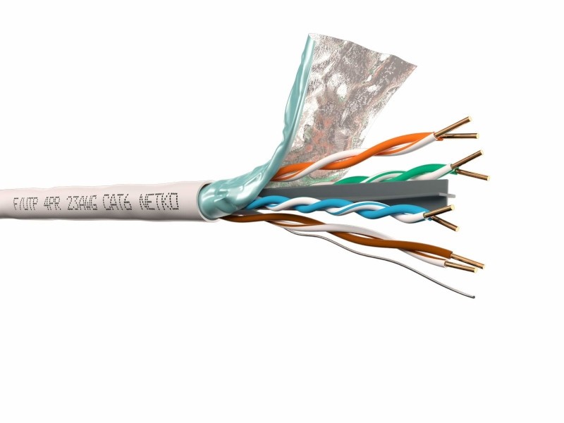 Кабель F/UTP 4 (FTP4 ) cat.6, 4 пары 23 AWG BC, 305м, одножильный, экранированный с крестовиной, 305м, серый, FLUKE TEST, NETKO Expert СКС