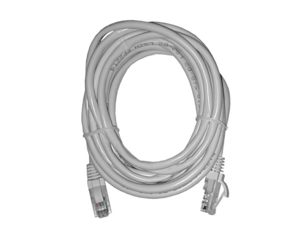 Патч-корд UTP4 cat 5e, 5,0м, ВС, LSZH, белый, литой коннектор NETKO Optima