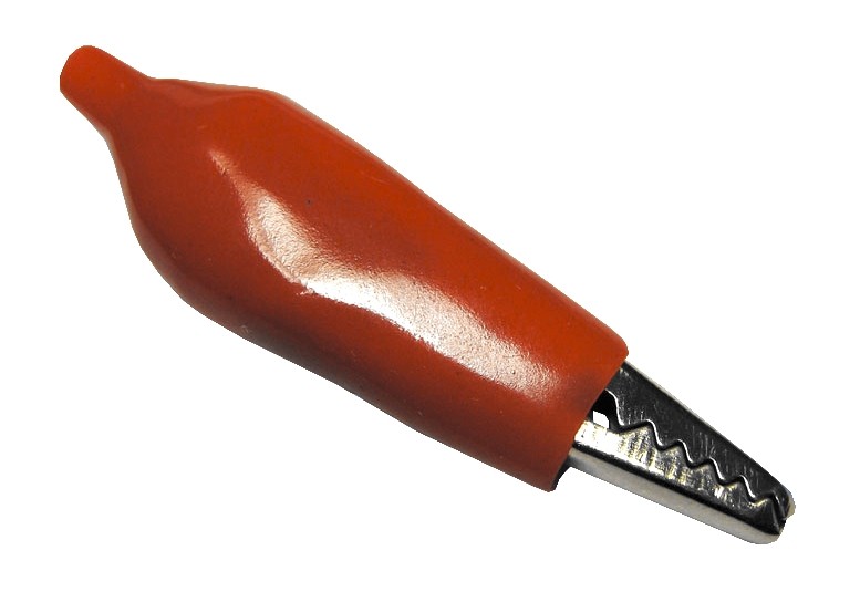 Зажим крокодил малый банан, 5A, красный, L=45±5мм, NETKO Optima