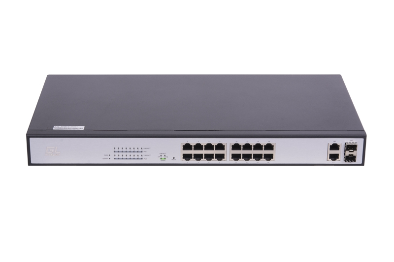 Коммутатор GIGALINK, Web Smart, 16 PoE (802.3af/at) портов 100Мб/с, 2 ComboSFP 1000Мб/с, 330Вт