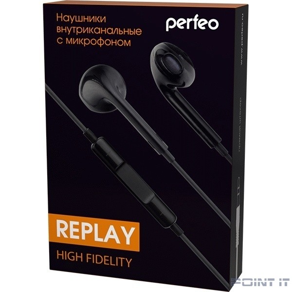 Perfeo наушники внутриканальные c управлением звуком/микрофоном REPLAY черные PF_A4635