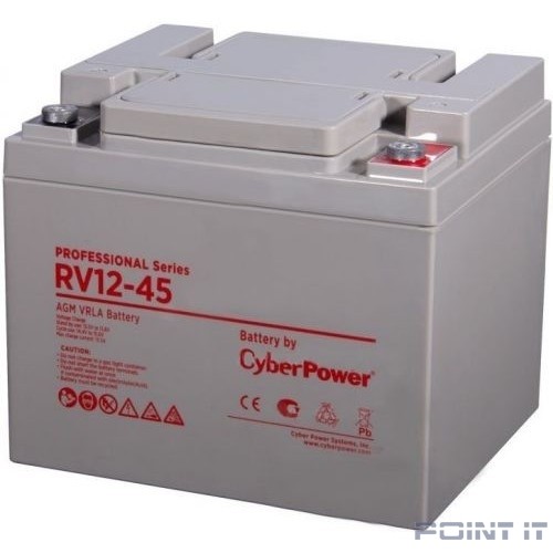 CyberPower Аккумуляторная батарея RV 12-45 / 12 В 45 Ач {клемма М6, ДхШхВ 197х165х170мм, высота с клеммами 170, вес 14,5кг, срок службы 10 лет}