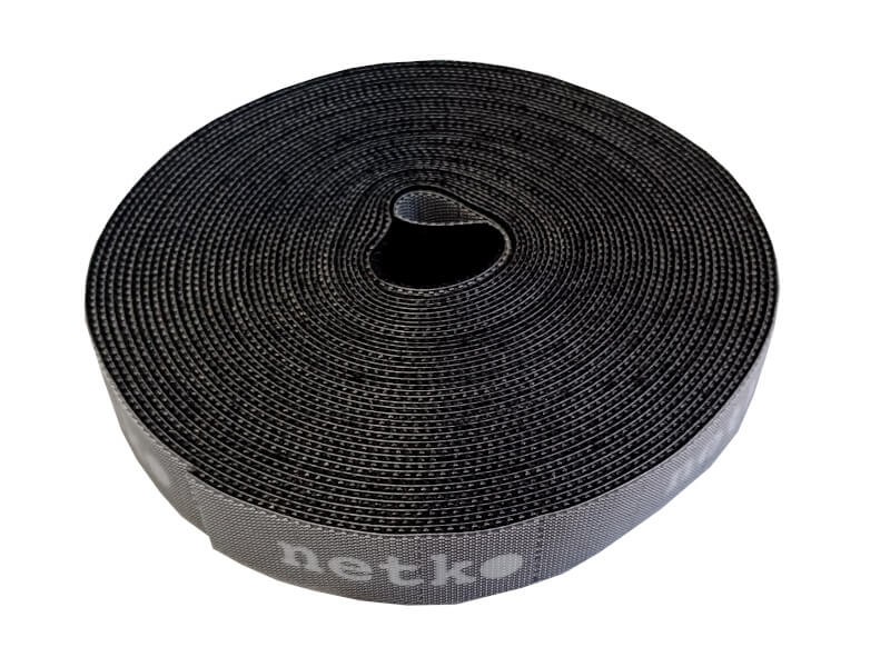 Лента-липучка многоразовая 20мм*10м, с насечками для отрыва (каждые 2 см), черная NETKO Optima