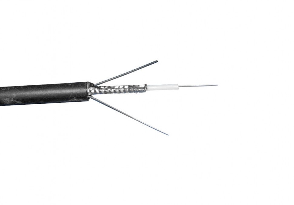 Кабель волоконно-оптический 4 (SМ - 9/125), наружный, двойная стальная проволока в качестве силового элемента, PE, черный, 2000м