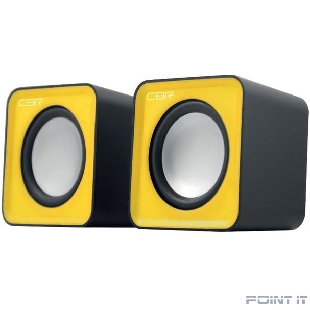 CBR CMS 90 Yellow, Акустическая система 2.0, питание USB, 2х3 Вт (6 Вт RMS), материал корпуса пластик, 3.5 мм линейный стереовход, регул. громк., длина кабеля 1 м, цвет жёлтый