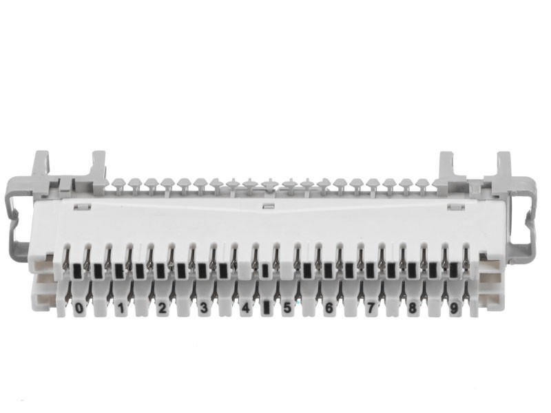 Плинт LSA Profil размыкаемый, ABS, 10 пар, металлические контакты, универсальный, нумерация (0-9), бело-серый NETKO Optima SB