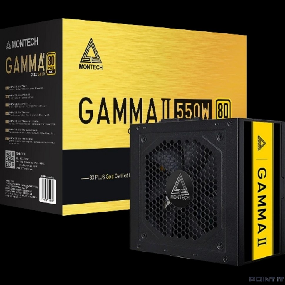 Montech GAMMA II 550W / ATX 2.43, APFC, 80 PLUS Gold, LLC+DC-DC, Japan caps, 120mm fan, non-modular / GAMMA550
