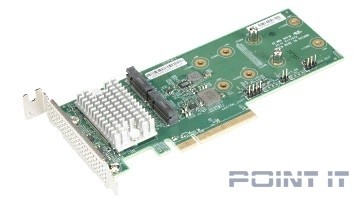 AOC-SLG3-2H8M2 2x Hybrid NVMe/SATA M.2 RAID (0,1) Carrier, support 2242/2280/22110, Standard LP