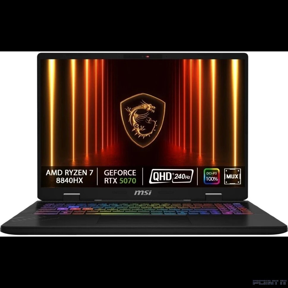 Ноутбук MSI Crosshair A16 HX D8WGKG-078XRU [9S7-15PL21-078] Grey 16" {QHD+ Ryzen 7 8840HX/ 32Gb/ SSD1Tb/RTX5070 8Gb/DOS}