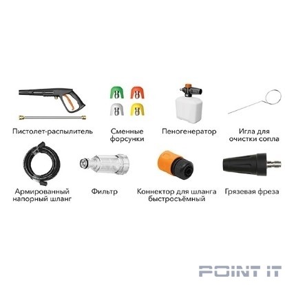 Bort KEX-2700-R Мойка высокого давления [93416145] { 2500 Вт, максимальное давление 190 бар, рабочее давление 150 бар, 8 л/мин, 19.4 кг, набор аксессуаров 11 шт }