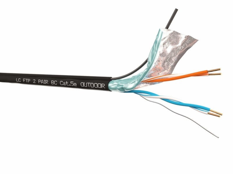 Кабель LC FTP2 cat.5е, одножильный, экранированный, 305м, Cu, для наружных работ, проволочный трос