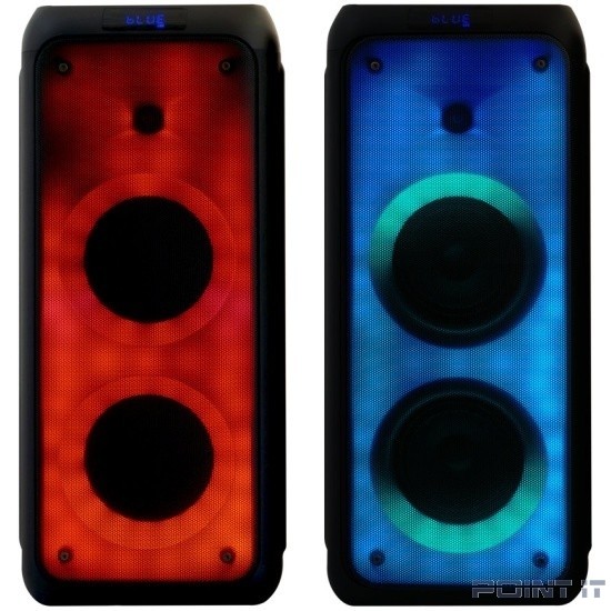 Ginzzu GM-215 {80Вт, LED-дисплей, TWS, 60Гц- 18кГц, USB-flash, microSD-card, FM-радио, пульт ДУ, батарея 7,4В/5400мАч}