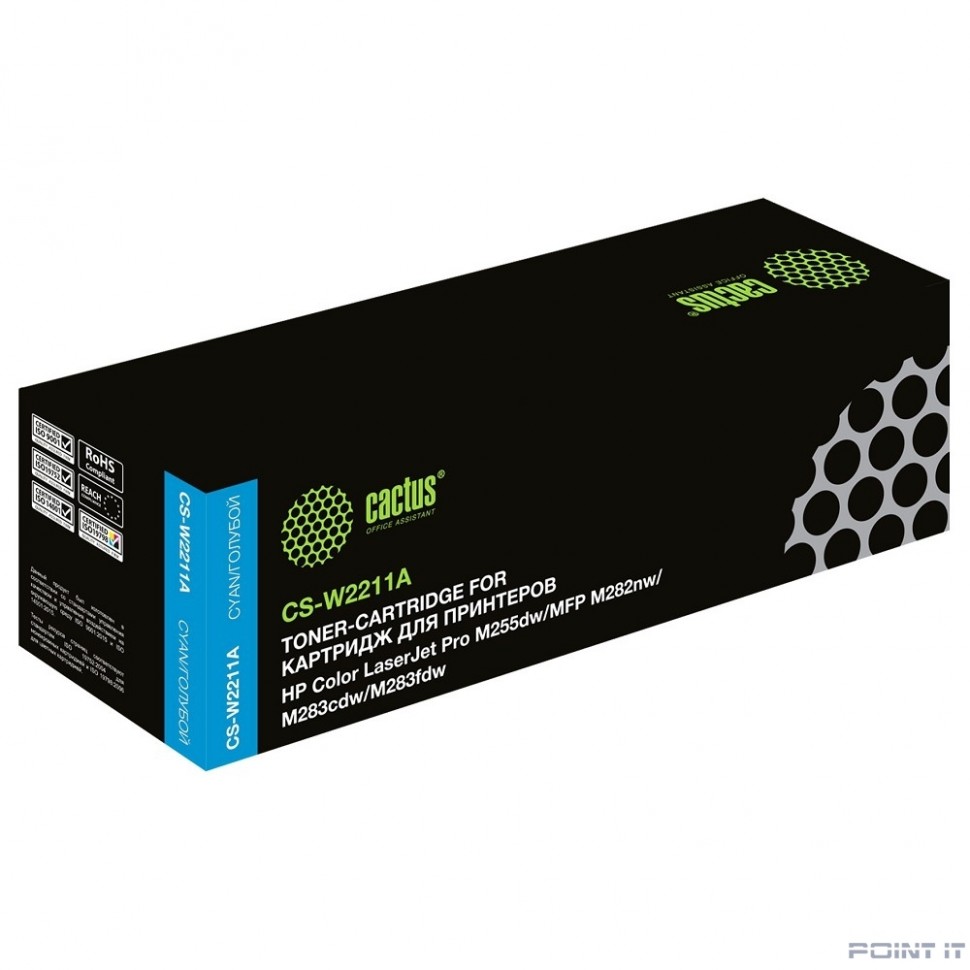Картридж лазерный Cactus CS-W2211A голубой (1250стр.) для HP M255/MFP M282/M283