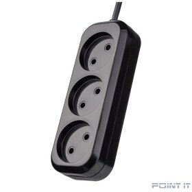 Perfeo Сетевой удлинитель без заземления &quot;RU POWER&quot;, PF_B4066  (3,0м, 3 розетки, чёрный (Р16-012))