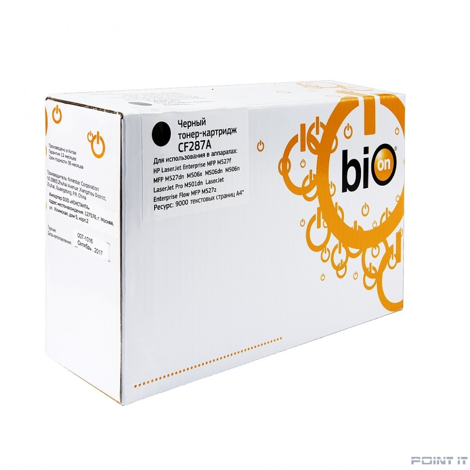 Bion CF287A Картридж для LJ M506dn/M506x/M527dn/M527f/M527c черный (9000 страниц) [Бион]