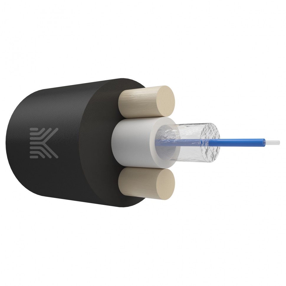 КОСТРОМАКАБЕЛЬ КОС-ОКД-1х657-ТП-1.5кН Дроп-кабель круглый, с центральной трубкой, усилен стеклопрутками, 1 волокно, SM 9/125, G.657.A1, полиэтилен, 1.5 кН