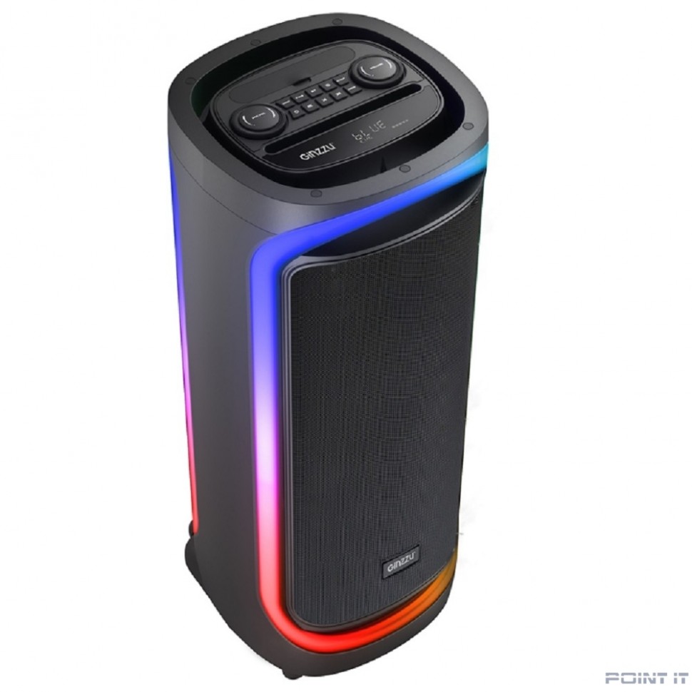 Ginzzu GM-206 {BLUETOOTH (V5,0), встроенный аккумулятор Li-Ion,12В /12000мАч, мощность по RMS 240Вт, 30Гц- 18кГ}