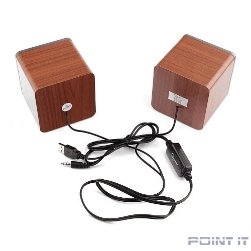 Gembird SPK-206, дерево, коричневый, 5 Вт, регулятор громкости, USB-питание