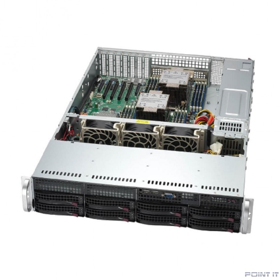 Supermicro SYS-621P-TR - 2U, 2x1200W, 2xLGA4677, iC741, 16xDDR5, 8x3.5" bays, 2x1GbE, IPMI, RMKit